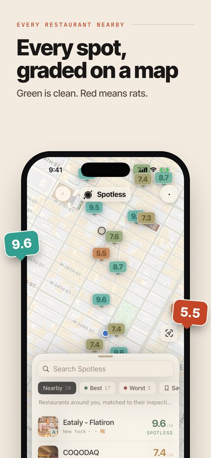 Spotless panel — Every spot, graded on a map